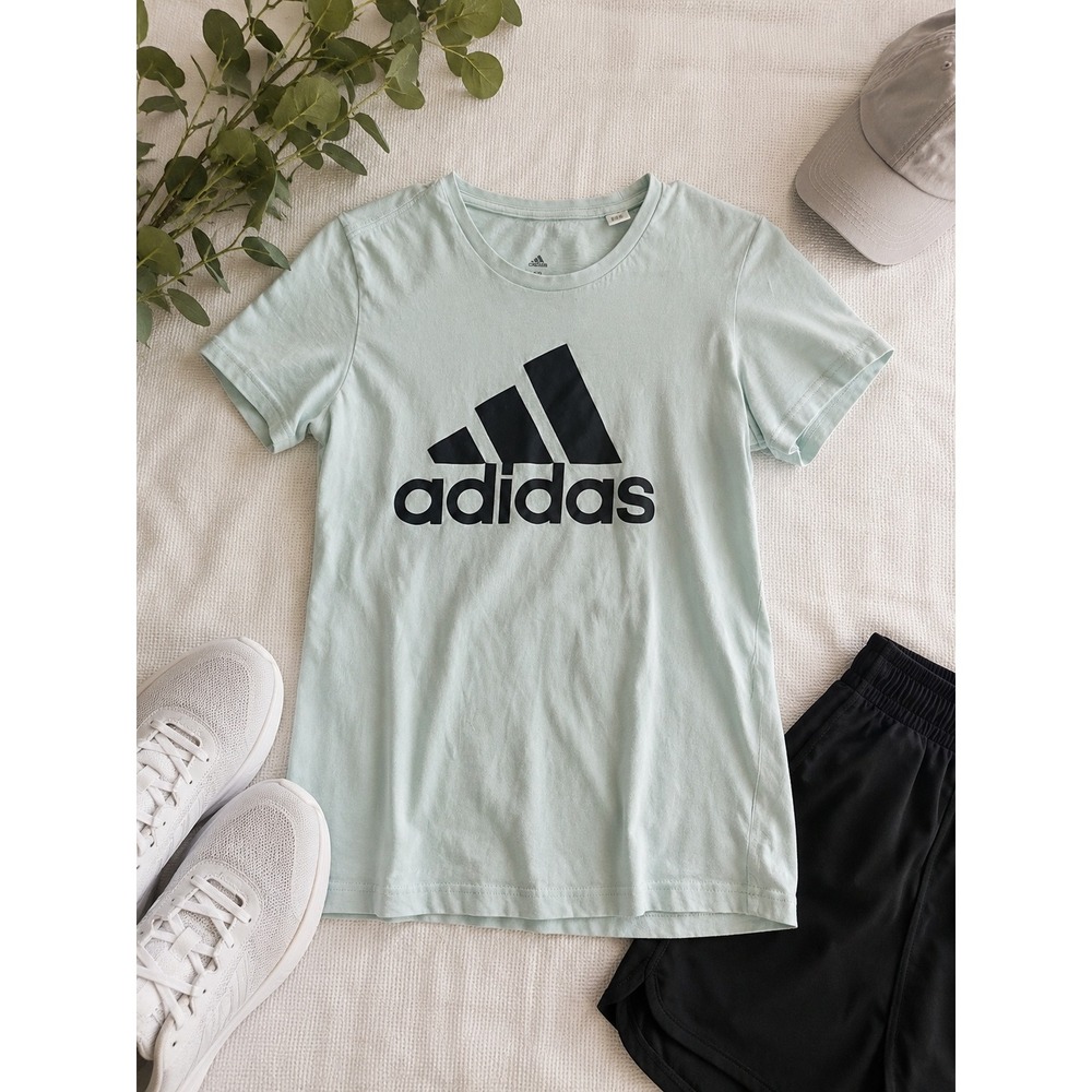 Adidas Essentials Logo Tee Mint Green Short Sleeve T-Shirt Size Small Athletic
